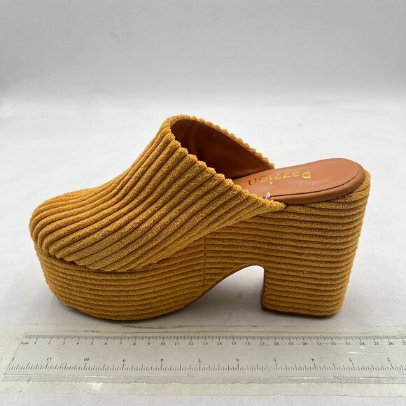 Pazzion Goldenrod Platform Round Toe Mules Clogs Slip On Chunky Heel Slipper - Picture 1 of 7
